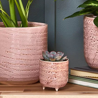 Pale Pink Reactive Glazed Plant Pots