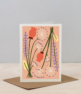 Studio Wald Peach Dried Flowers Greetings Card